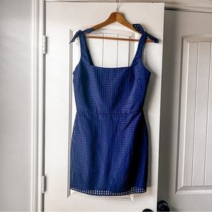 Amanda Uprichard Navy Blue Gingham with Bows Medium